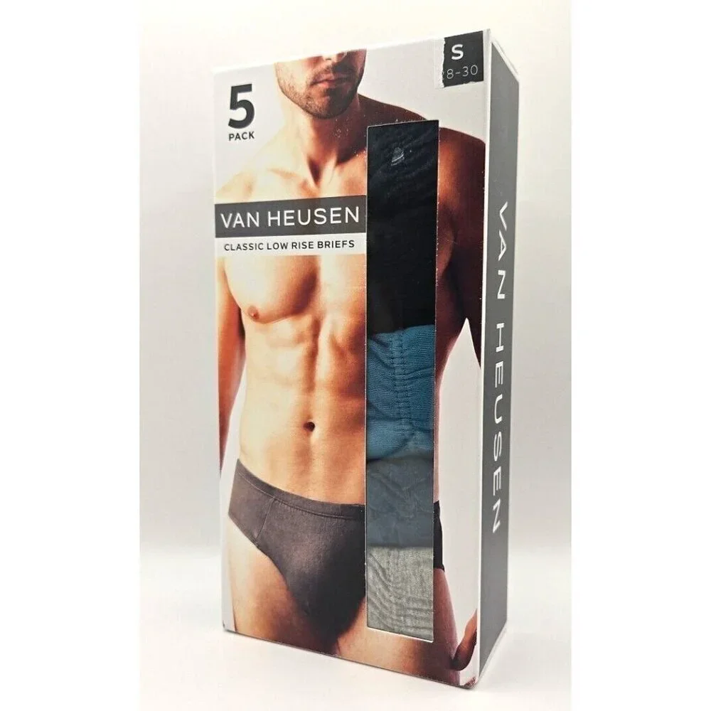 5 Pack Van Heusen Underwear Low Rise Briefs S 28-30  Multicolor Green & Blue NWT